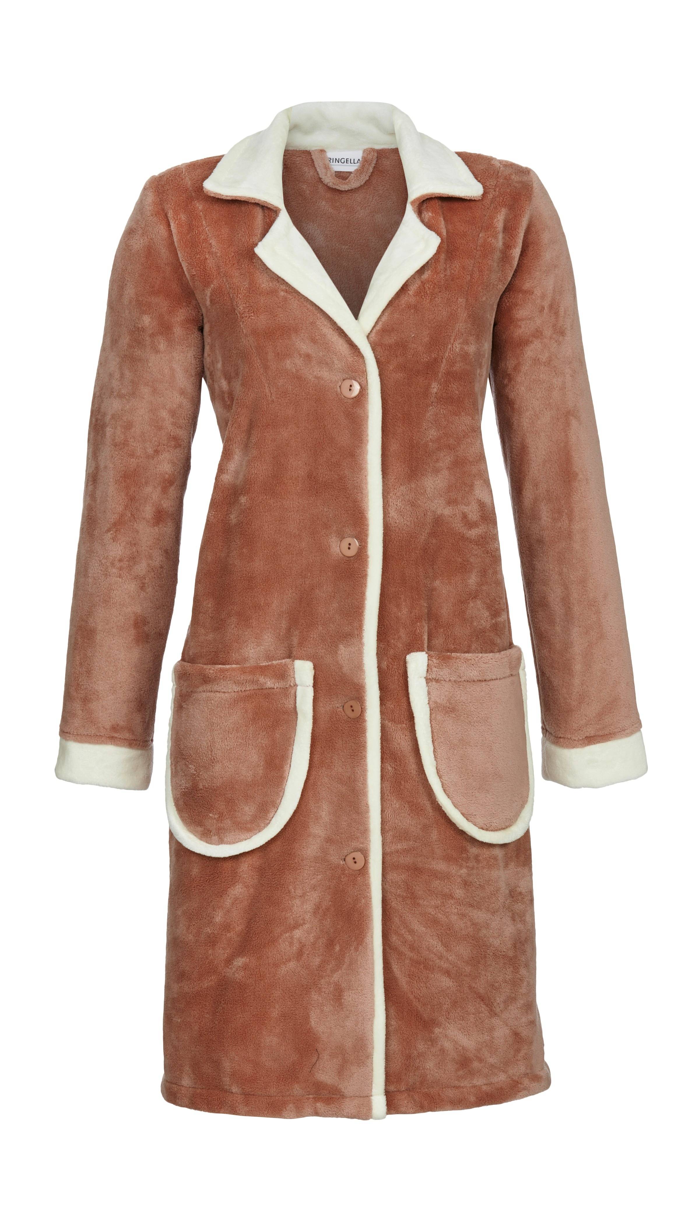 Flauschmantel durchgeknöpft mit Kragen