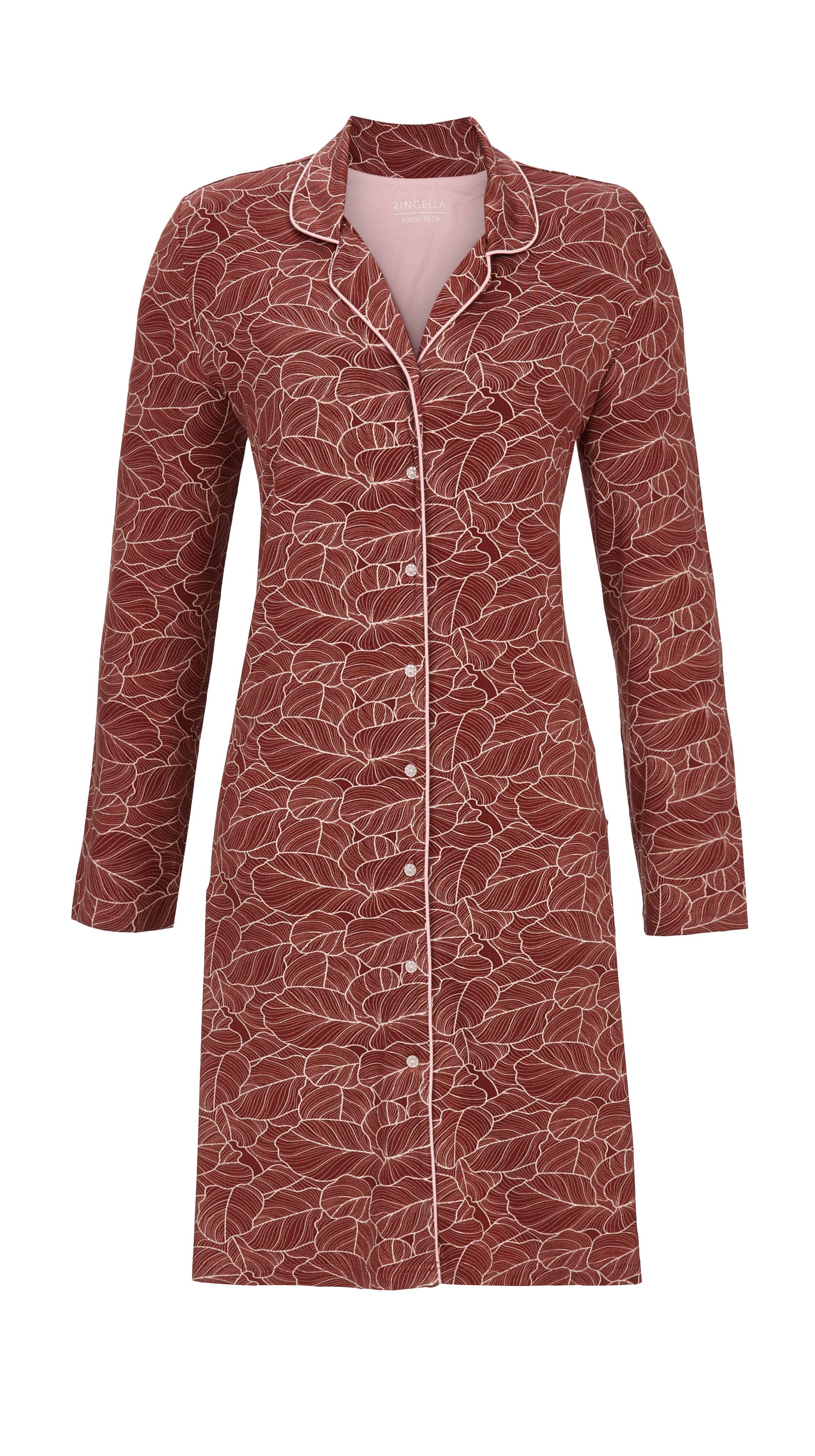 Nachthemd durchgeknöpft mit Blätterdessin