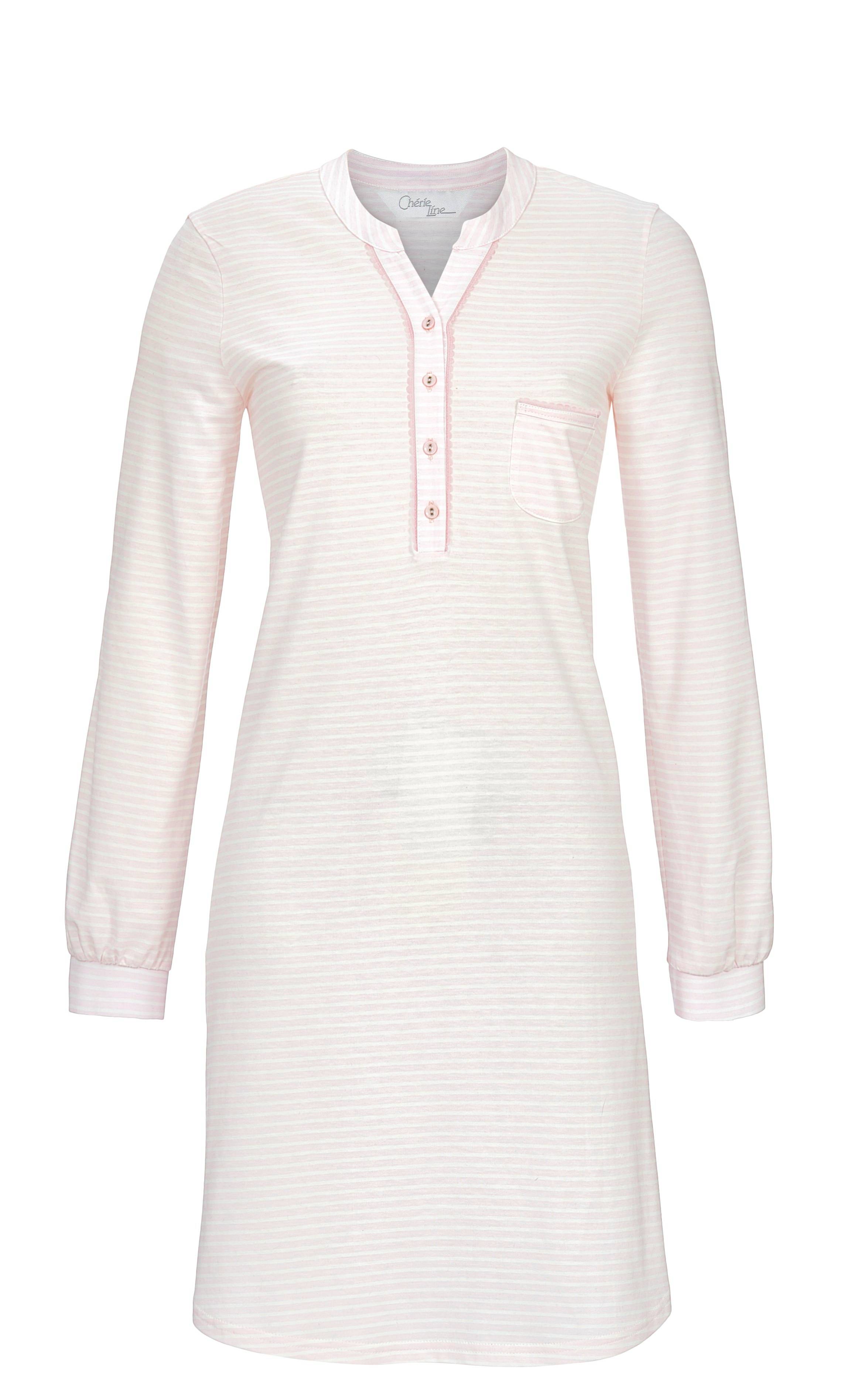 Geringeltes Nachthemd mit Knopfleiste