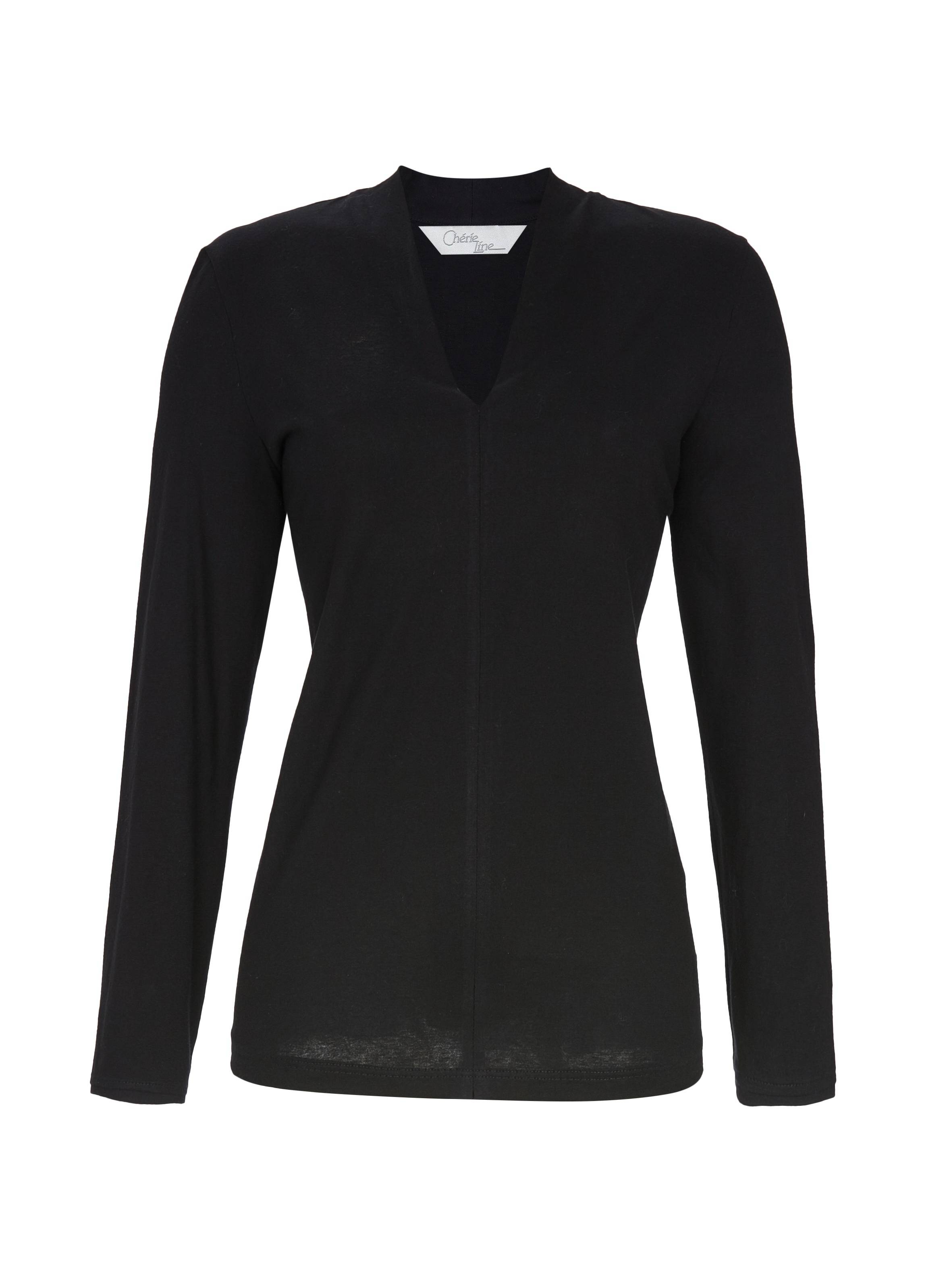 T-Shirt mit V-Ausschnitt und Schalkragen