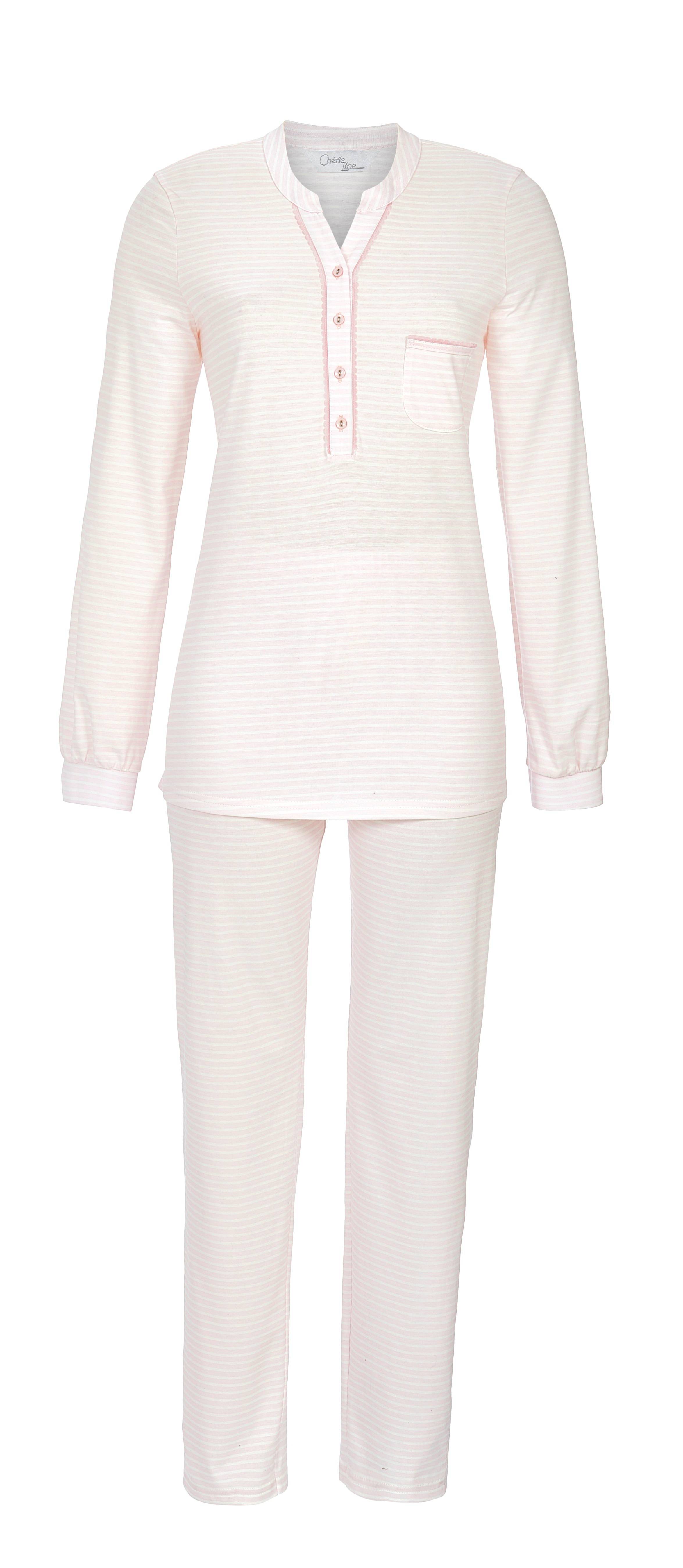 Geringelter Pyjama mit Knopfleiste