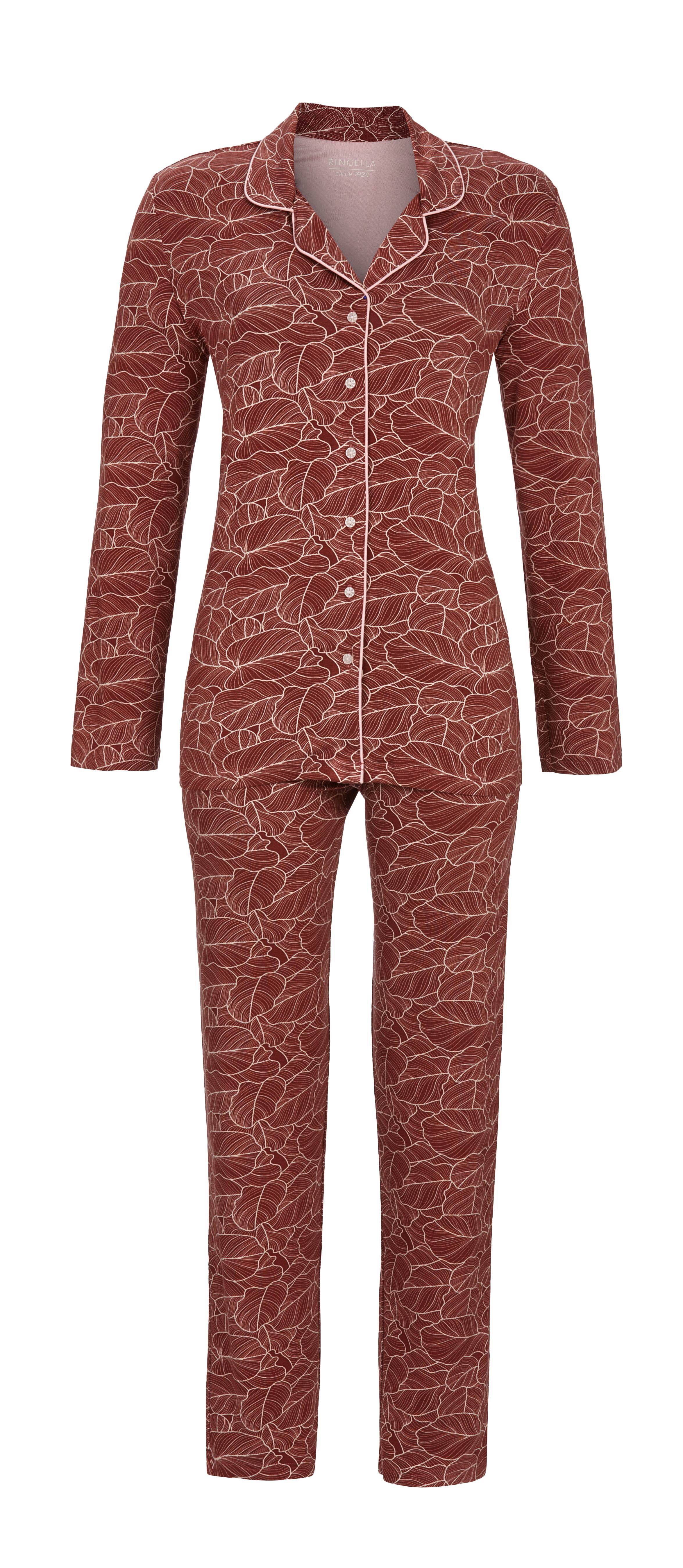 Pyjama durchgeknöpft mit Blätterdessin